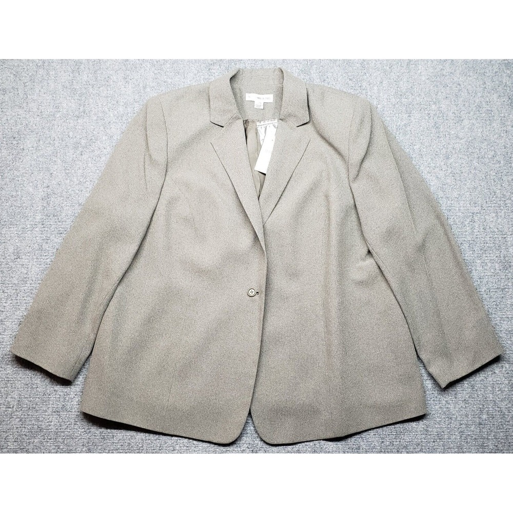 August Max Blazer Womens Size 22W Gray Single Breasted Shoulder Pads New